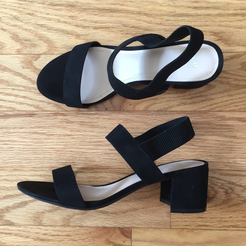 H&M Black Suede Black Heel Sandal